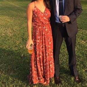 A&F dark red floral maxi dress